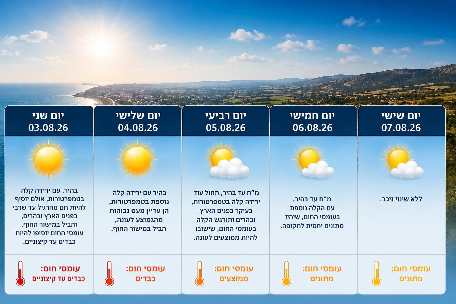 תחזית מזג אוויר לימים הקרובים